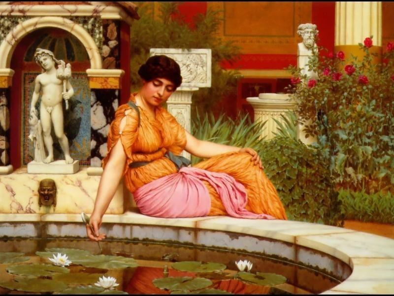 John William Godward A Lily Pond